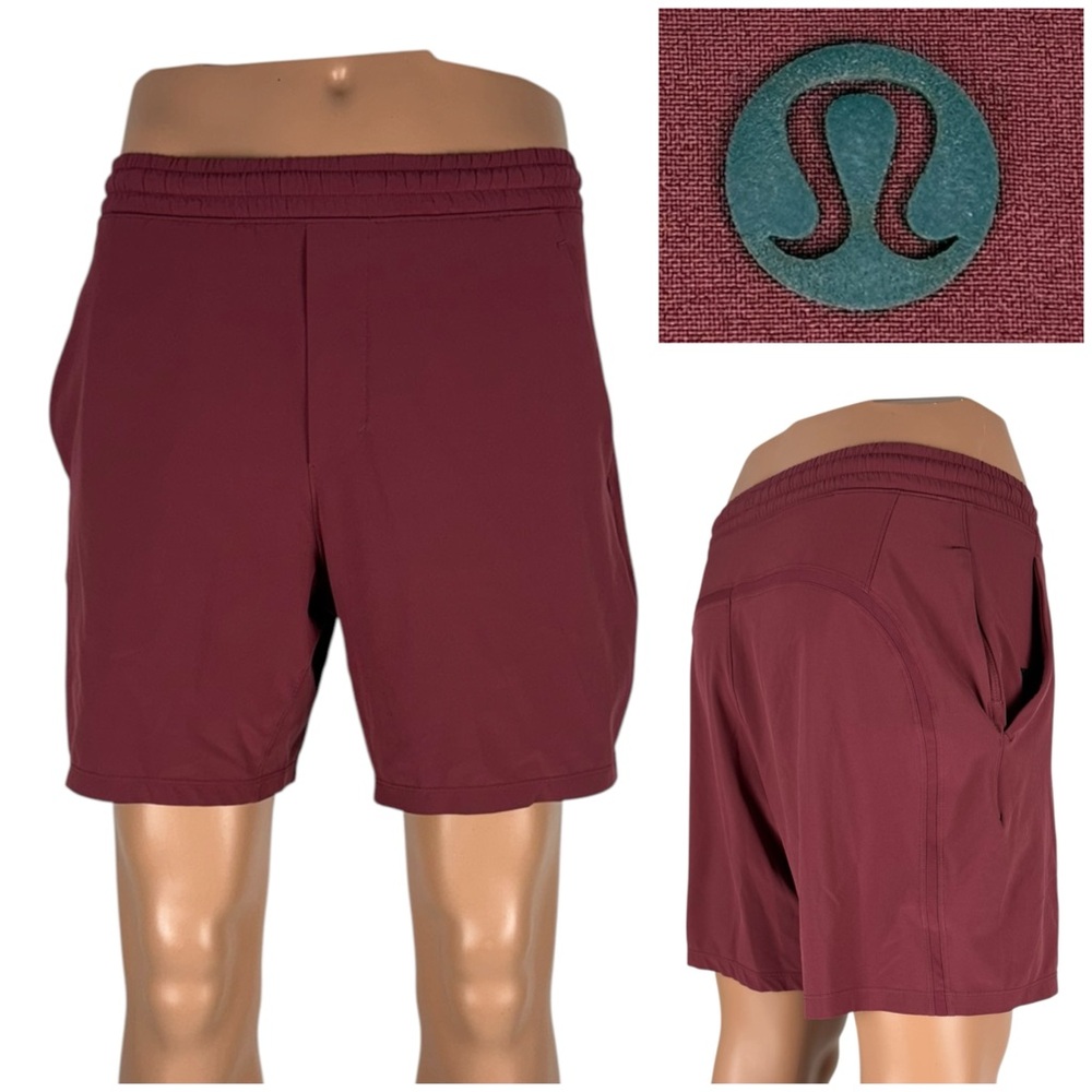 Lululemon Mens Medium Shorts Pace Breaker 7” Linerless Red lm7al5s Athletic EUC